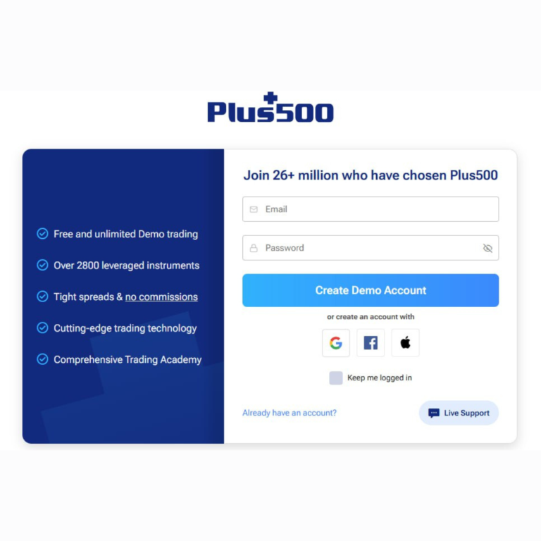 Plus500 traiding platform sign form image