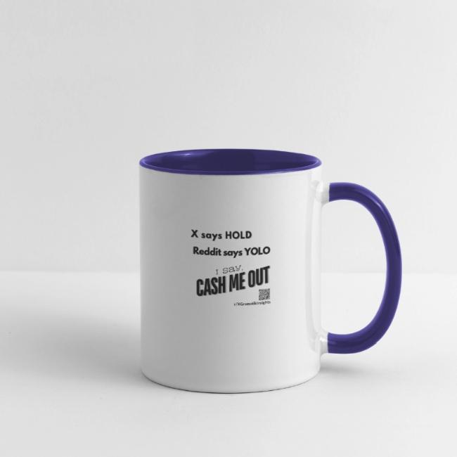 Mug with text "Cash Me Out"